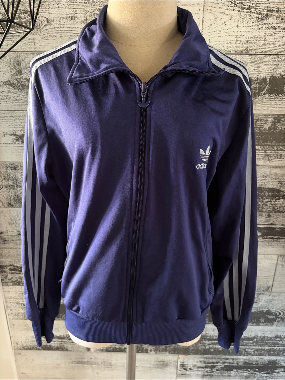 adidas women’s Purple Full-Zip Track Jacket with light bluish Stripes